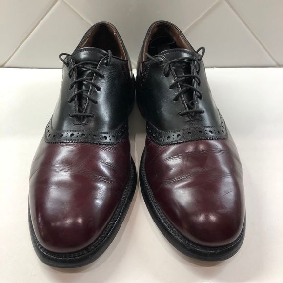 Allen Edmonds Polo Black Burgundy Brogue Leather Oxford Mens Saddle Shoe 8.5 D main image 6